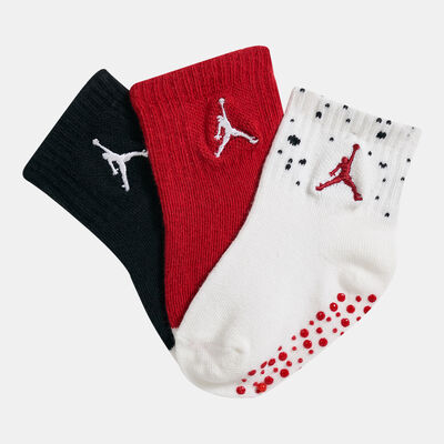 Jordan Kids' Cement Grip Quarter Grippy Socks - 3 Pack (Baby and Toddler) White