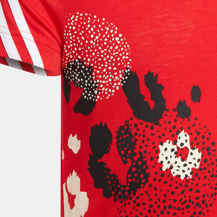 adidas Kids' 3-Stripes Graphic T-Shirt Red adidas Kids' 3-Stripes Graphic T-Shirt Red image number 2