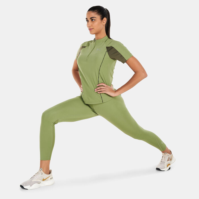 Nike Women's Dri-FIT Air Zip-Up T-Shirt Green Nike Women's Dri-FIT Air Zip-Up T-Shirt Green image number 2