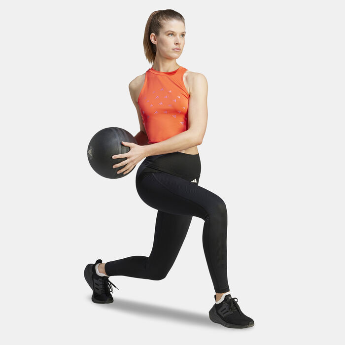 adidas Women's Brand Love Training Logo Print Crop Tank Top Red adidas Women's Brand Love Training Logo Print Crop Tank Top Red image number 2