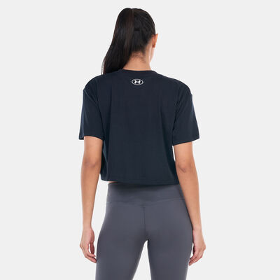 Under Armour Women's UA Collegiate Crest Crop T-Shirt Black