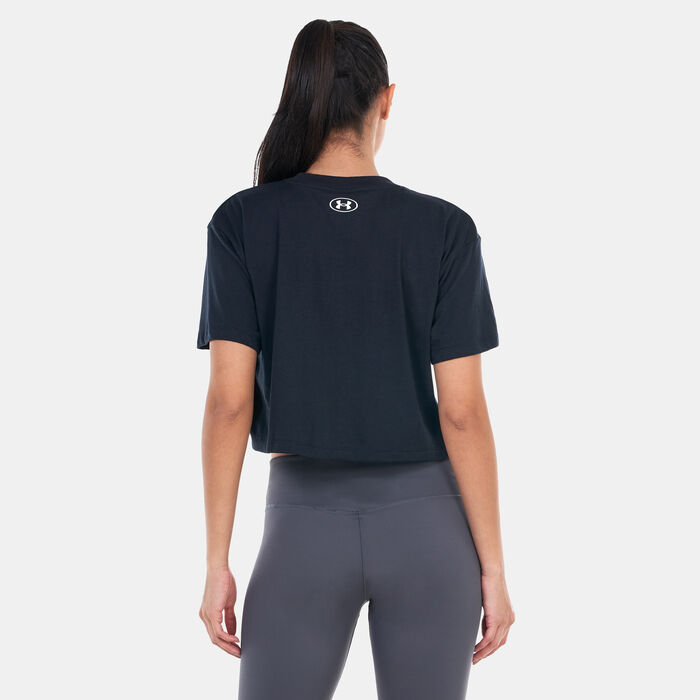 Under Armour Women's UA Collegiate Crest Crop T-Shirt Black image number 1
