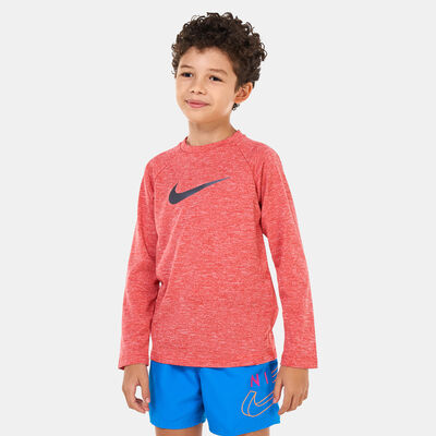 Nike Swim Kids' Heather Hydroguard Swim Top Red