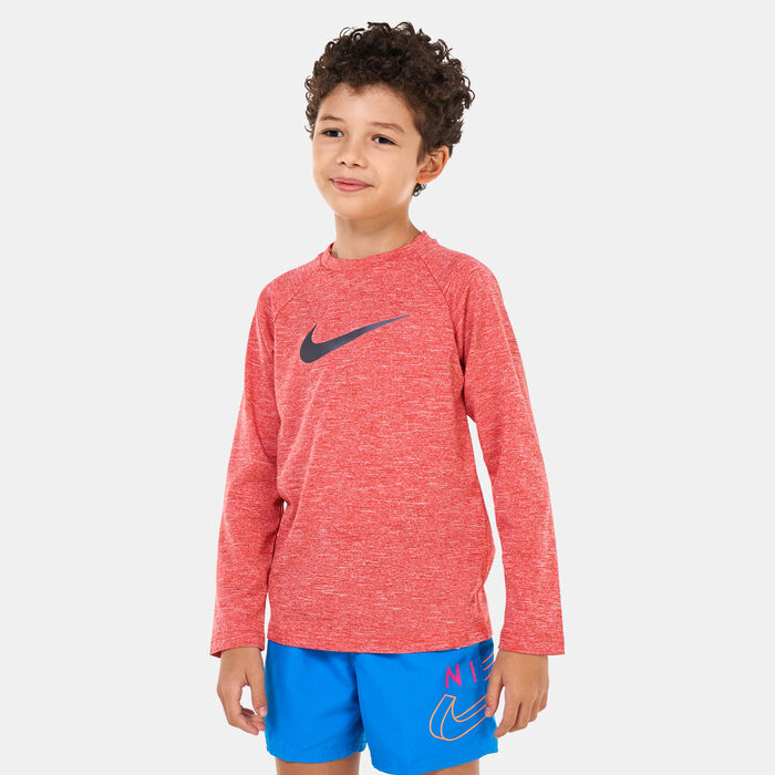 Nike Swim Kids' Heather Hydroguard Swim Top Red Nike Swim Kids' Heather Hydroguard Swim Top Red image number 0