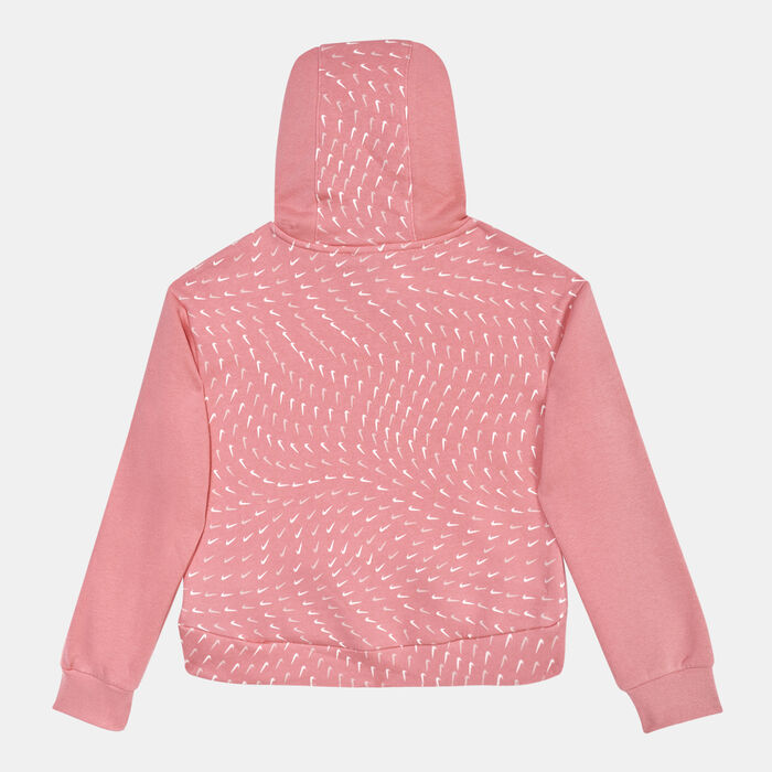 Nike Kids' Sportswear Fleece Allover Print Hoodie Pink image number 1