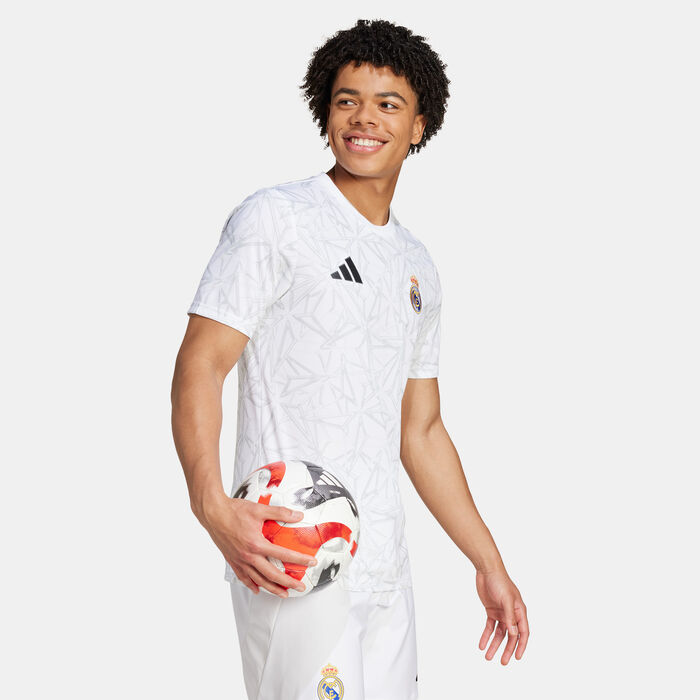 adidas Men's Real Madrid Pre-Match Football Jersey White adidas Men's Real Madrid Pre-Match Football Jersey White image number 2