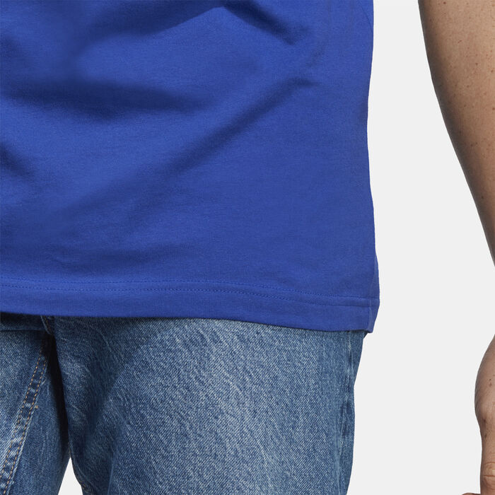 adidas Men's Essentials Linear Embroidered Logo T-Shirt Blue adidas Men's Essentials Linear Embroidered Logo T-Shirt Blue image number 4