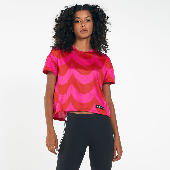 adidas Women's x Marimekko Fast T-Shirt Red image number 0