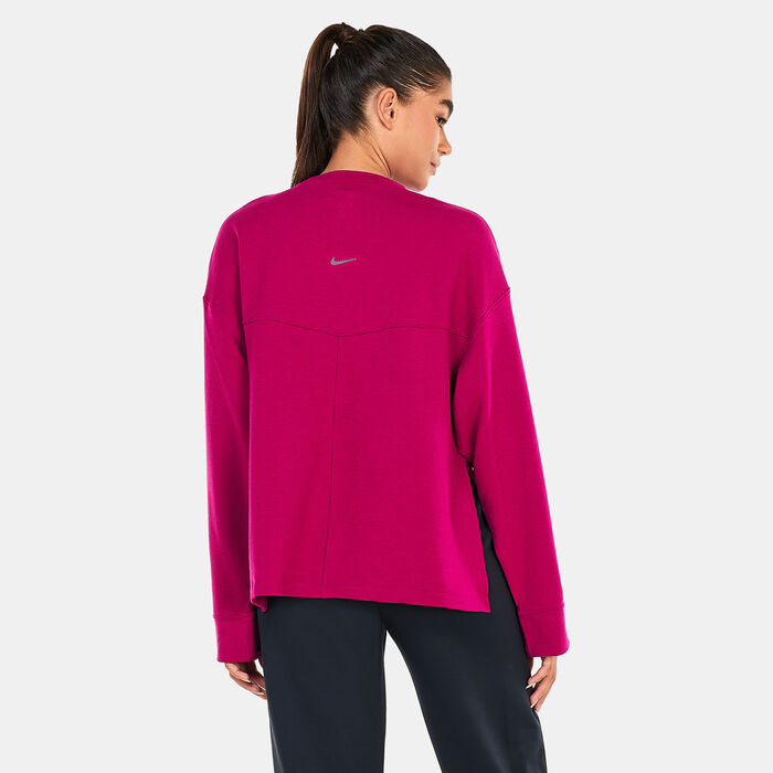 Nike Women's Yoga Dri-FIT Crew Sweatshirt Pink Nike Women's Yoga Dri-FIT Crew Sweatshirt Pink image number 1