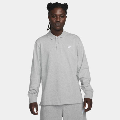 Nike Men's Club Long-Sleeve Polo Shirt Grey Nike Men's Club Long-Sleeve Polo Shirt Grey