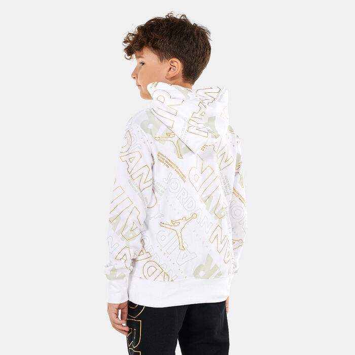 Jordan Kids' Holiday Shine Air Allover Print Pullover Hoodie White image number 1