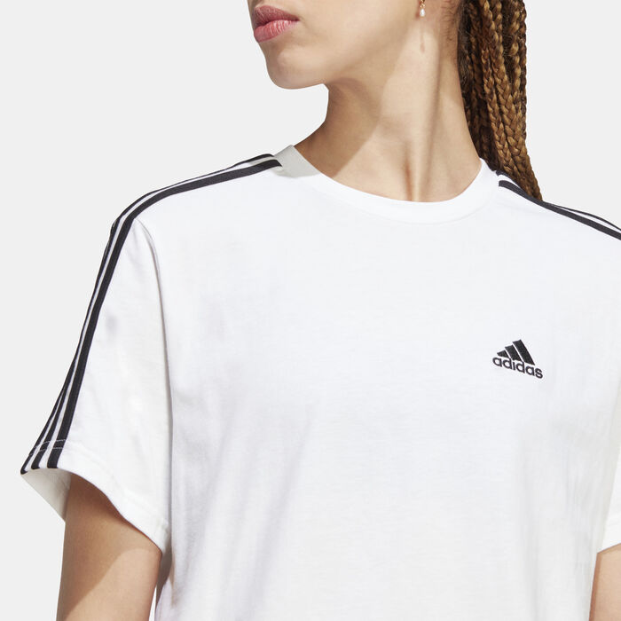 adidas Women's Essentials 3-Stripes Crop Top White adidas Women's Essentials 3-Stripes Crop Top White image number 4