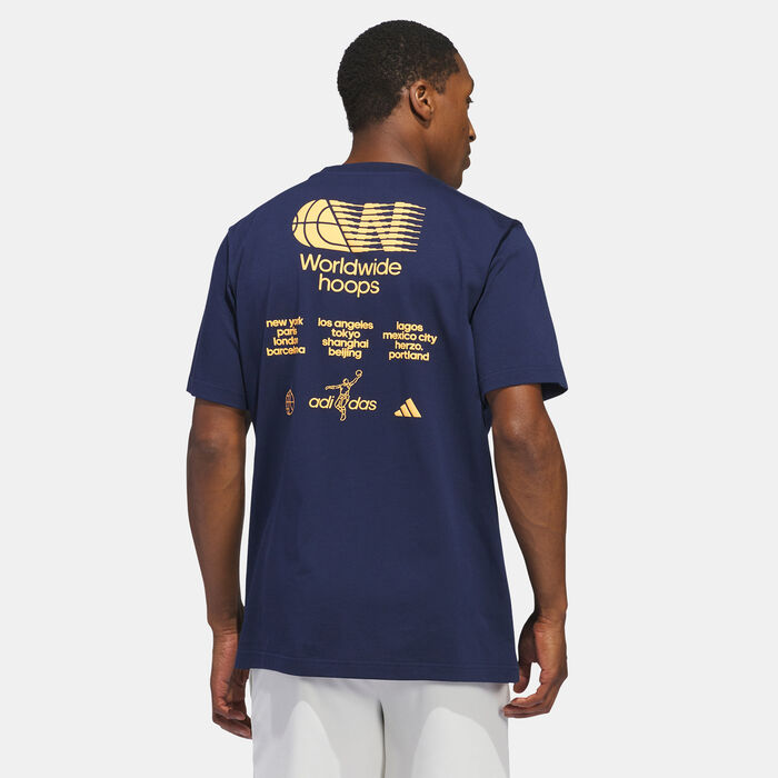 adidas Men's Worldwide Hoops City Graphic T-Shirt Blue adidas Men's Worldwide Hoops City Graphic T-Shirt Blue image number 1