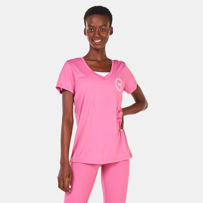 Under Armour Women's UA Tech™ Crest T-Shirt Pink Under Armour Women's UA Tech™ Crest T-Shirt Pink image number 0