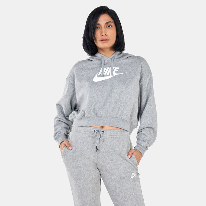 Nike Women's Cropped Graphic Hoodie Grey Nike Women's Cropped Graphic Hoodie Grey image number 0