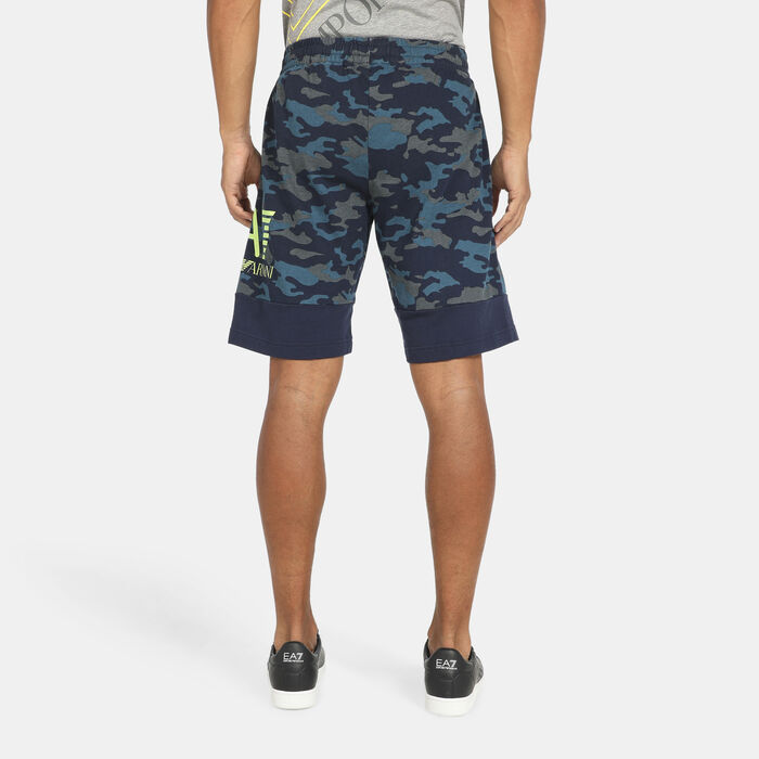 EA7 Emporio Armani Men's Camo Print Shorts Blue image number 1