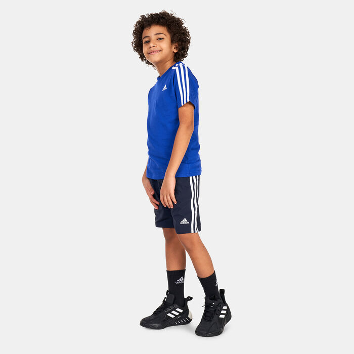adidas Kids' Essentials 3-Stripes Shorts Blue adidas Kids' Essentials 3-Stripes Shorts Blue image number 2