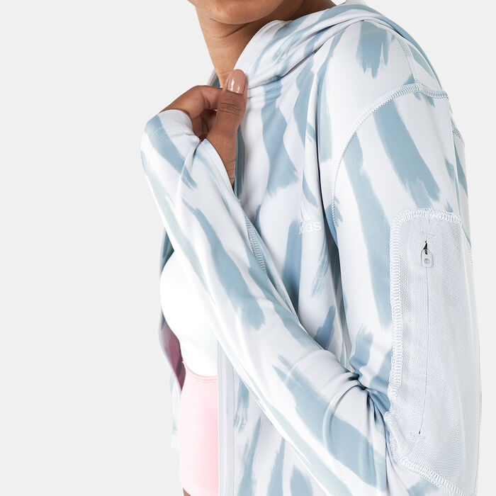 adidas Women's Icon Allover Print Long-Sleeve Running Jacket Grey image number 3