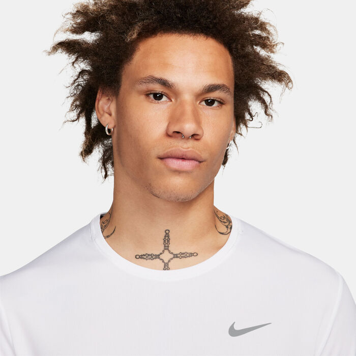 Nike Men's Miler Dri-FIT UV Running Top White image number 3