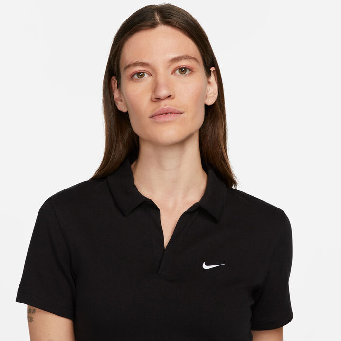 Nike Women's Sportswear Essential Polo Shirt Black image number 3