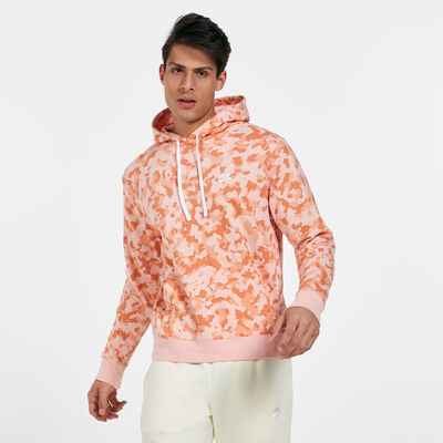 Nike Men's Sportswear Club Camo Hoodie Orange