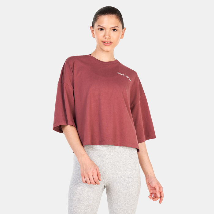 PUMA Women's TEAM Graphic T-Shirt Purple image number 0