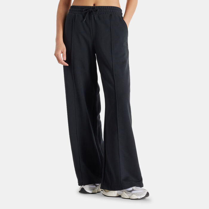 New Balance Women's French Terry Wide Leg Pants Black image number 0
