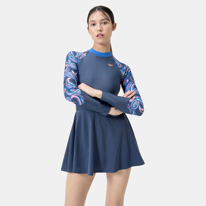 Speedo Women's Long Sleeve Swimming Dress Blue image number 0