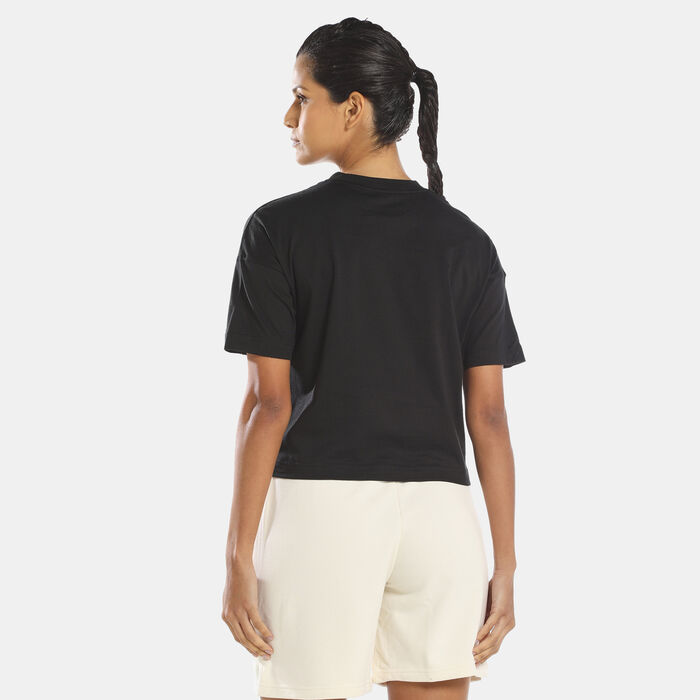 PUMA Women's Power Tape Cropped T-Shirt Black PUMA Women's Power Tape Cropped T-Shirt Black image number 1