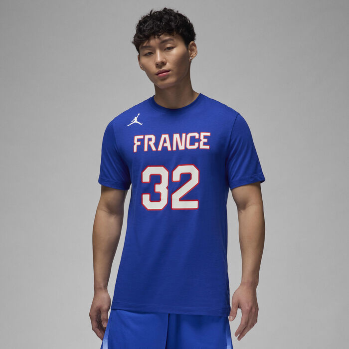 Nike Men's France Victor Wembanyama Basketball Graphic T-Shirt Blue image number 0