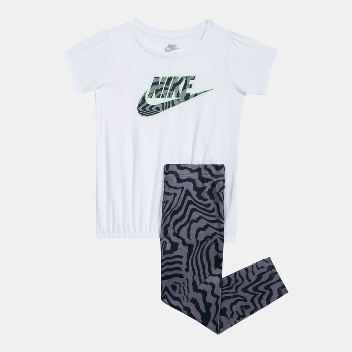 Nike Kids' T-Shirt and Printed Leggings Set Black Nike Kids' T-Shirt and Printed Leggings Set Black image number 0