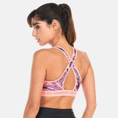 Under Armour Women's Armour Medium Support Printed Sports Bra Pink