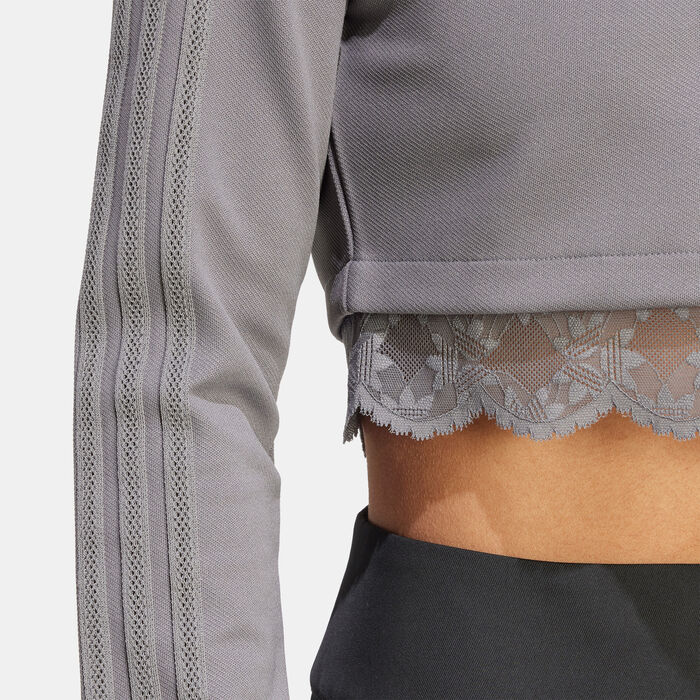 adidas Originals Women's Lace 1/4-Zip Track Jacket Grey image number 4