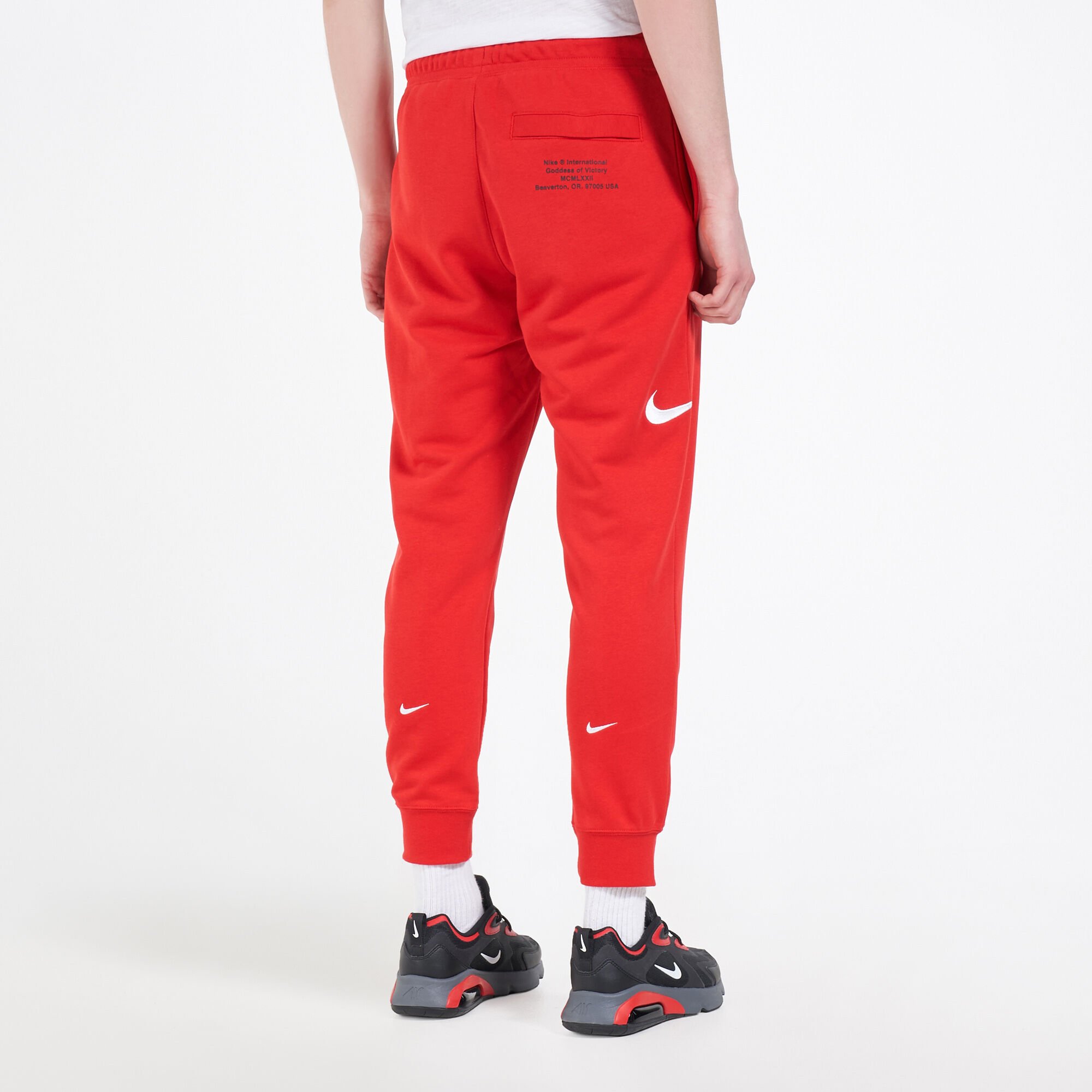 Nike double swoosh joggers red outlet