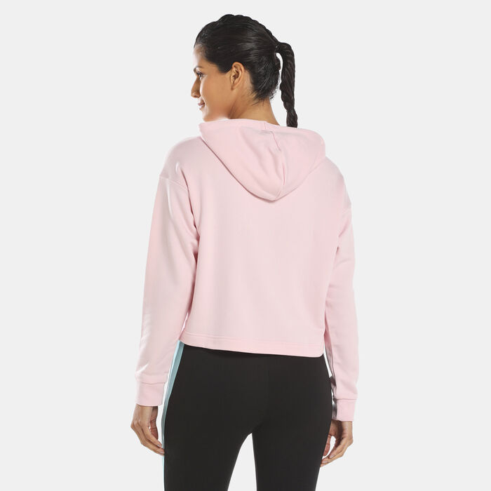 PUMA Women's Power Tape Cropped Hoodie Pink PUMA Women's Power Tape Cropped Hoodie Pink image number 1