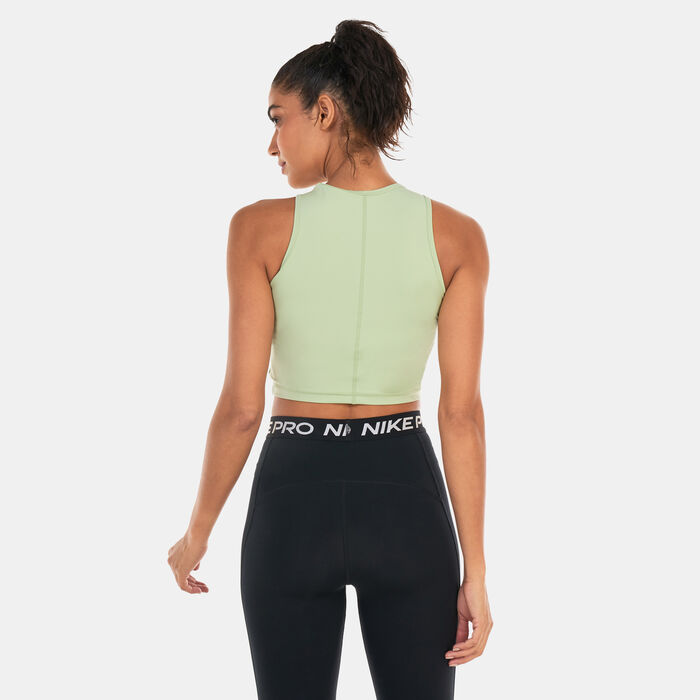 Nike Women's Dri-FIT Graphic Crop Tank Top Green Nike Women's Dri-FIT Graphic Crop Tank Top Green image number 1