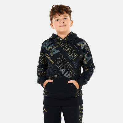 Jordan Kids' Holiday Shine Air Allover Print Pullover Hoodie Black