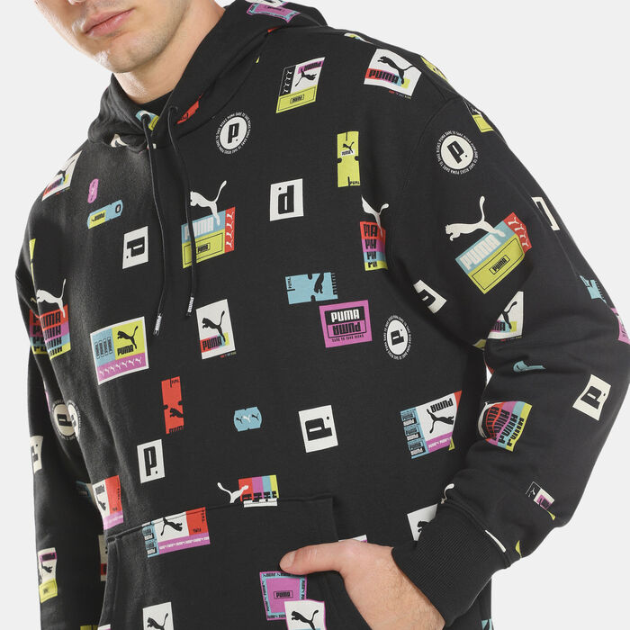 PUMA Men's Brand Love All-Over-Print TR Hoodie Black PUMA Men's Brand Love All-Over-Print TR Hoodie Black image number 3