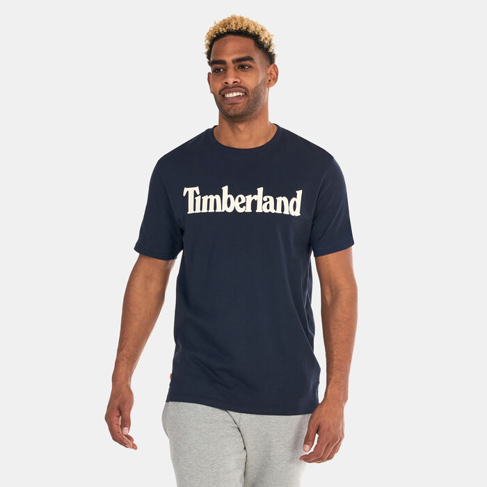Timberland Men's Linear Logo Non-Ringer T-Shirt Blue Timberland Men's Linear Logo Non-Ringer T-Shirt Blue image number 0