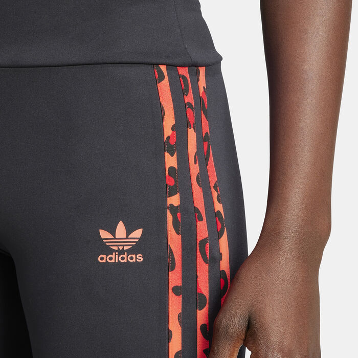 adidas Originals Women's Leopard Luxe 3-Stripes Infill Flared Pants Black image number 3