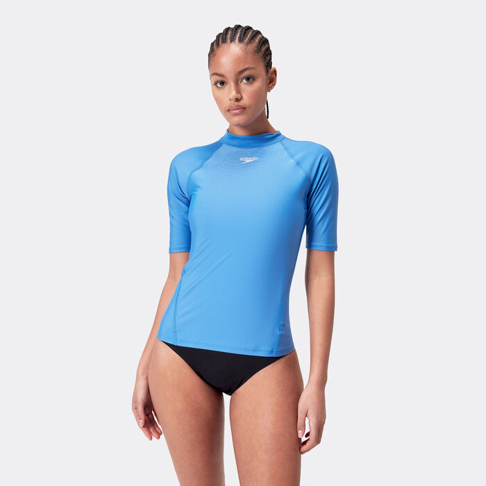 Speedo Women's Logo Swimming Rashguard Blue Speedo Women's Logo Swimming Rashguard Blue image number 0