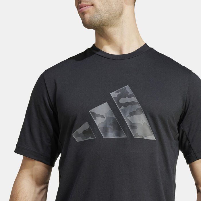 adidas Men's Train Essentials Camo Graphic Logo T-Shirt Black image number 3