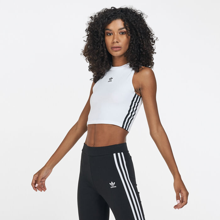 adidas Originals Women's Adicolor Classics Cropped Tank Top White adidas Originals Women's Adicolor Classics Cropped Tank Top White image number 0