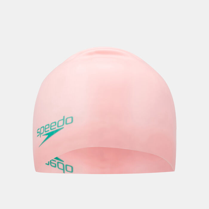 Speedo Kids' Plain Moulded Junior Slogan Swimming Cap Pink Speedo Kids' Plain Moulded Junior Slogan Swimming Cap Pink image number 0