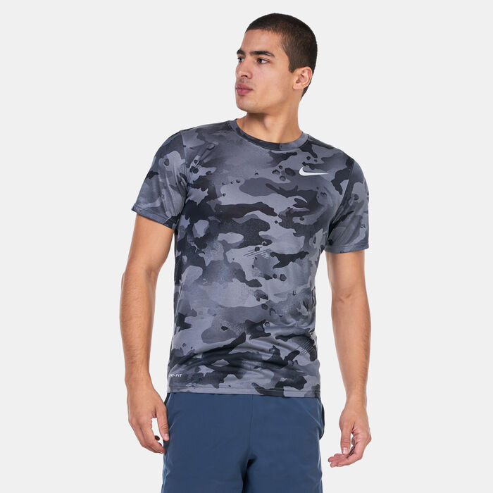 Nike Men's Dri-FIT Camo Training T-Shirt Grey image number 1