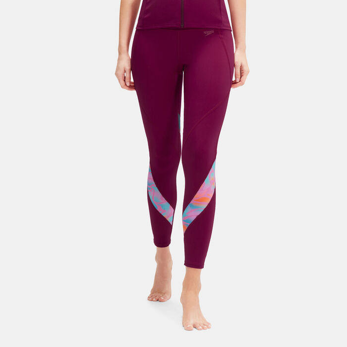 Speedo Women's Printed Panel Leggings Purple Speedo Women's Printed Panel Leggings Purple image number 0