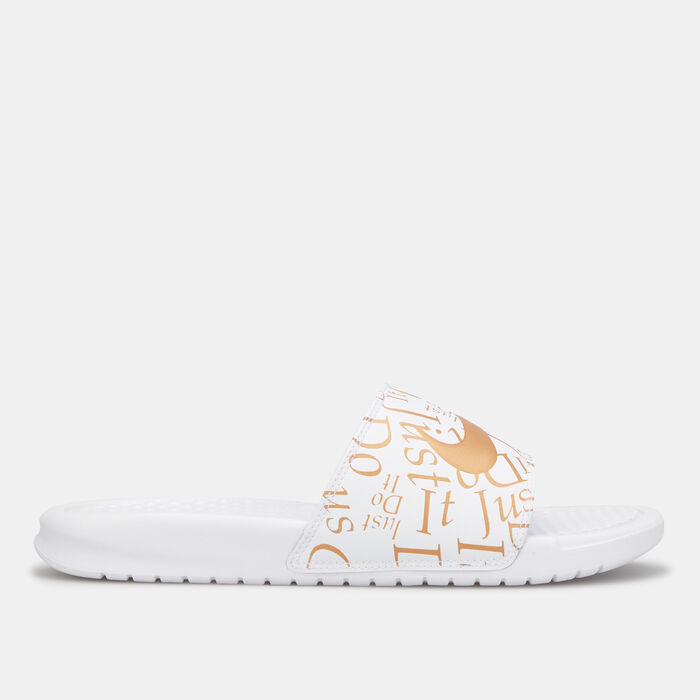 Nike Women's Benassi JDI Print Slides White Nike Women's Benassi JDI Print Slides White image number 1