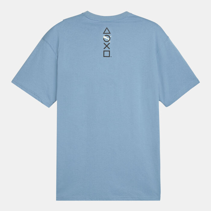PUMA Men's x PlayStation Elevated T-Shirt Blue PUMA Men's x PlayStation Elevated T-Shirt Blue image number 1