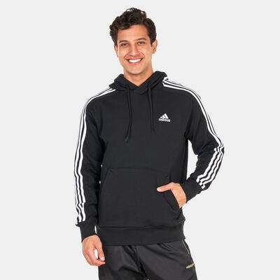 adidas Men's Essentials French Terry 3-Stripes Hoodie Black