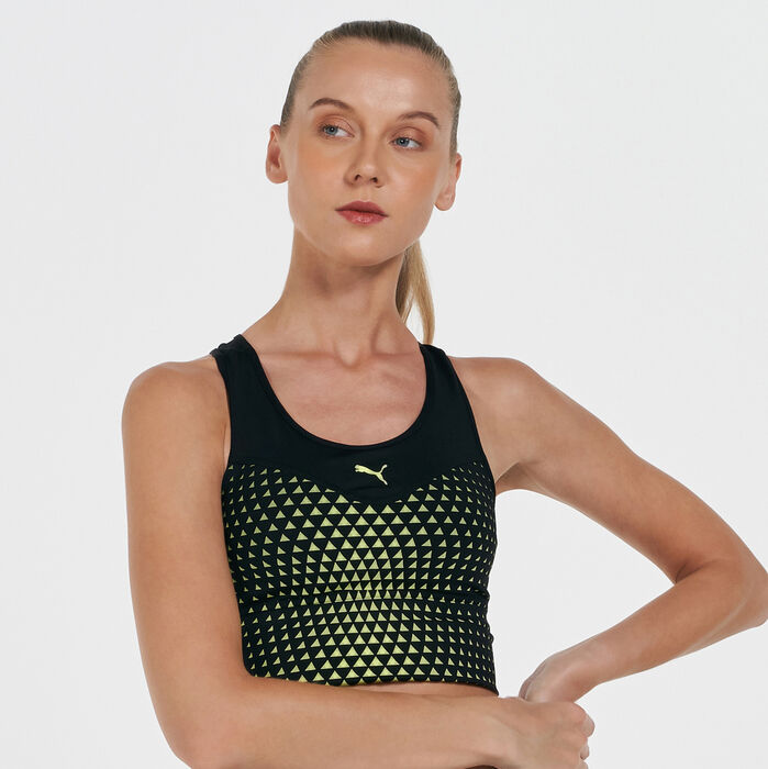 PUMA Women's Mid Graphic Long Line Training Sports Bra Black PUMA Women's Mid Graphic Long Line Training Sports Bra Black image number 0
